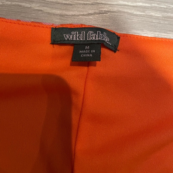 Vibrant orange and pink floral short sleeve dress - Picture 2 of 3